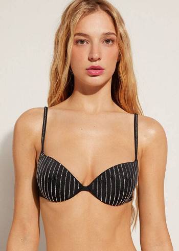 Calzedonia Imbottito Push Up Shanghai Donna Top Bikini Nere | IT1832GL