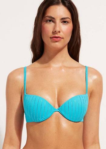 Calzedonia Imbottito Push Up Shanghai Donna Top Bikini Verde Acqua | IT1834JJ