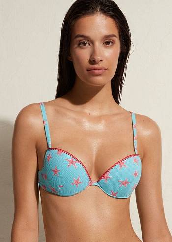 Calzedonia Imbottito Push-up Buenos Aires Donna Top Bikini Blu Marino | IT1837ZG