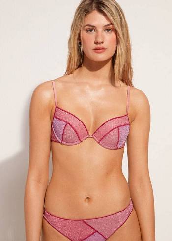 Calzedonia Imbottito Push-up Lisbona Donna Top Bikini Rosa | IT1860JJ