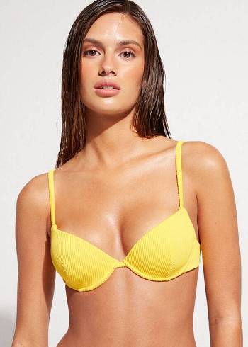 Calzedonia Imbottito Push-up New York Donna Top Bikini Gialle | IT1873RW