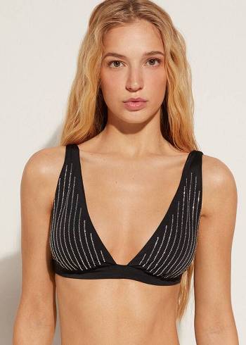 Calzedonia Imbottito Triangle Shanghai Donna Top Bikini Nere | IT1934DN