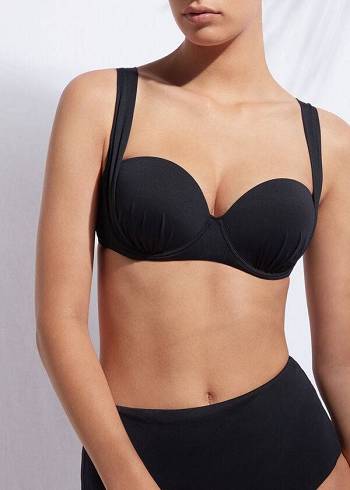 Calzedonia Indonesia Push-Up Bandeau Donna Top Bikini Nere | IT1775PQ