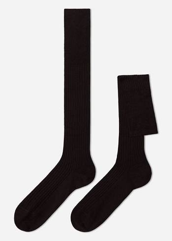 Calzedonia Lisle Thread Costine Long Uomo Calzini Marroni | IT2757VD