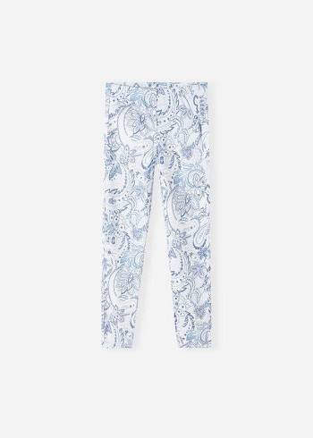 Calzedonia Paisley-Print Denim Bambino Leggings Bianche Blu | IT3136MA