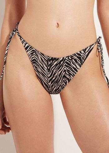 Calzedonia Perizoma Zebra Nairobi Donna Slip Bikini Nere | IT1641YU