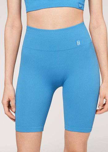 Calzedonia Seamless Ginnastica Bike Donna Leggings Blu | IT2677YU