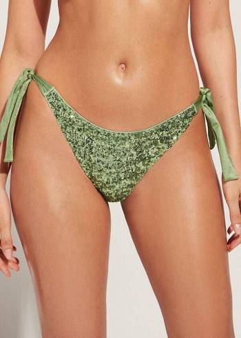 Calzedonia Sequined Side-Tie Cannes Donna Slip Bikini Verdi | IT1548JJ