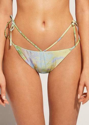 Calzedonia Snake-Pattern Brazilian String Las Palmas Donna Slip Bikini Verdi | IT1574JJ