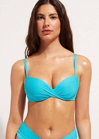 Calzedonia Soft Graduated Super Imbottito Push-up Indonesia Donna Top Bikini Verde Acqua | IT1960DN