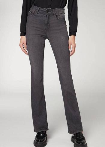 Calzedonia Super Flex Denim High Vita Bootcut Donna Jeans Grigie | IT2613NB