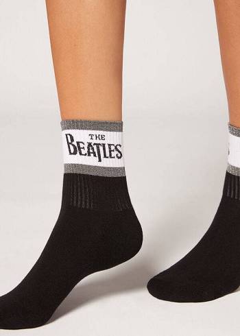 Calzedonia The Beatles Logo Corta Donna Calzini Nere | IT2550PQ