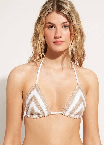 Calzedonia Triangle String Mumbai Donna Top Bikini Bianche Beige | IT2054EX