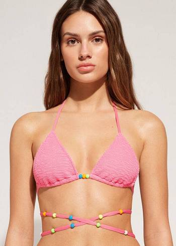 Calzedonia Triangle String Tie San Diego Donna Top Bikini Rosa | IT2062AP