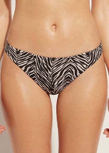 Calzedonia Zebra Nairobi Donna Slip Bikini Nere | IT1661MA