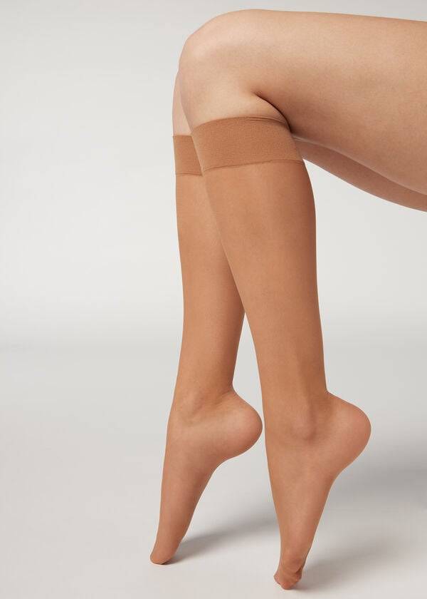 Calzedonia 20 Denier Comfort Cuff Knee-Highs Long Donna Calzini Beige Marroni | IT2225KI