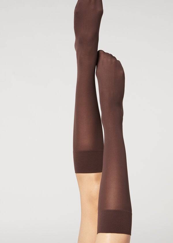 Calzedonia 30 Denier Semi Opaque Microfiber Knee-Highs Long Donna Calzini Caffè | IT2232NB