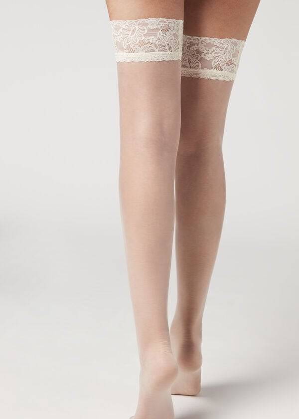 Calzedonia 8 Denier Ultra Sheer Thigh-Highs rosa Donna Calze Autoreggenti Bianche | IT1259FM