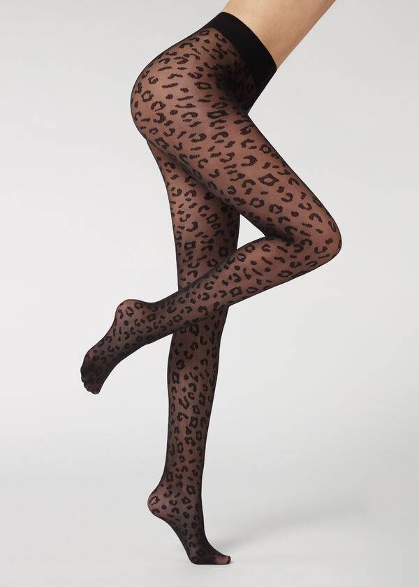 Calzedonia Animal Pattern 30 Denier Sheer Patterned Sexy Donna Collant Nere | IT1085CE