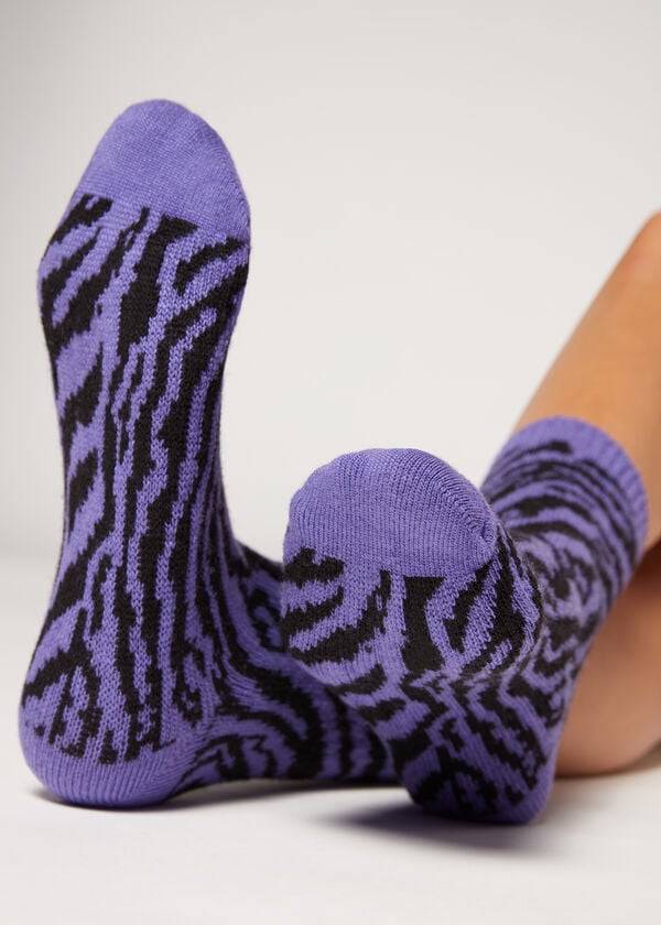 Calzedonia Animal Print Cashmere Corta Donna Calzini Viola | IT2331XF