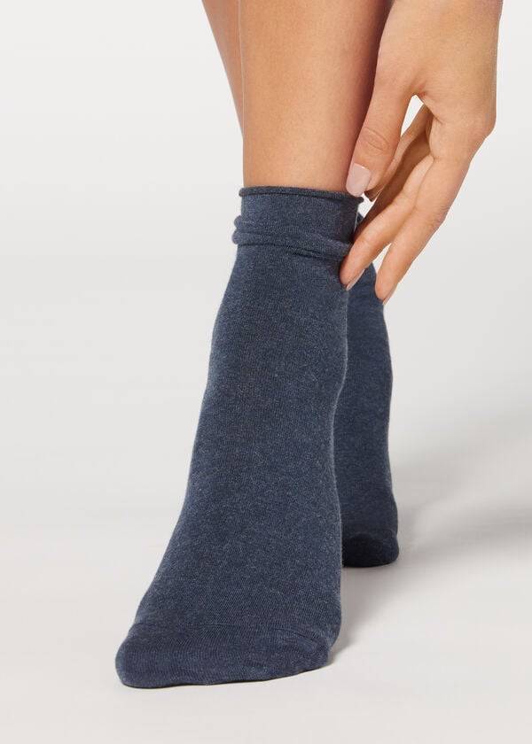 Calzedonia Ankle with Cashmere Corta Donna Calzini Blu Marino | IT2341AP