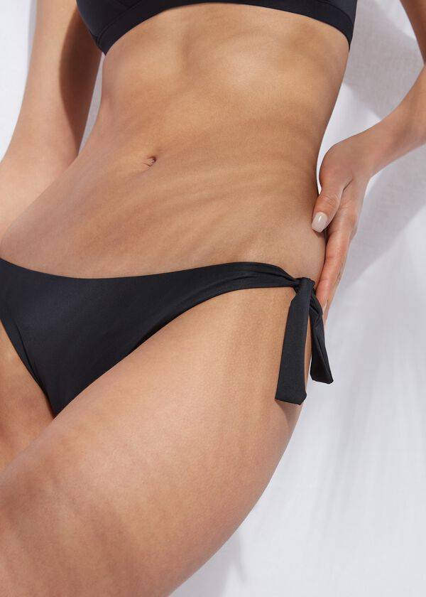 Calzedonia Bow Brazilian Indonesia Eco Donna Slip Bikini Nere | IT1298QZ