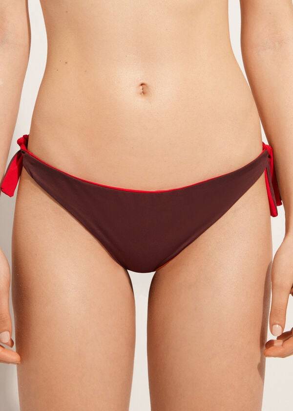 Calzedonia Bow Brazilian Indonesia Eco Donna Slip Bikini Rosse | IT1303YU