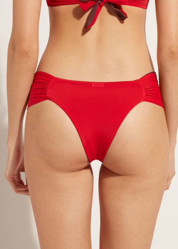 Calzedonia Brazilian Indonesia Eco Donna Slip Bikini Rosse | IT1315KI