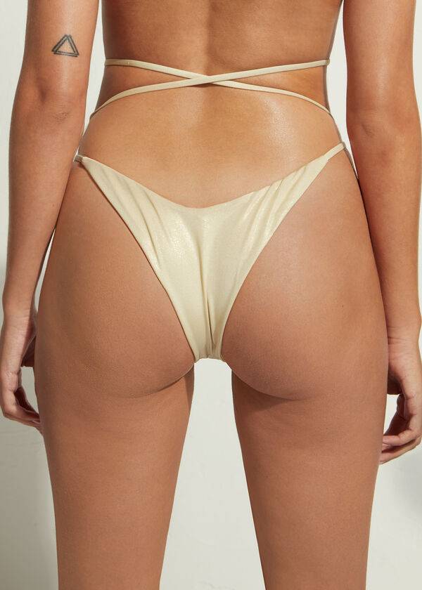 Calzedonia Brazilian String Abu Dhabi Donna Slip Bikini Oro | IT1326EX