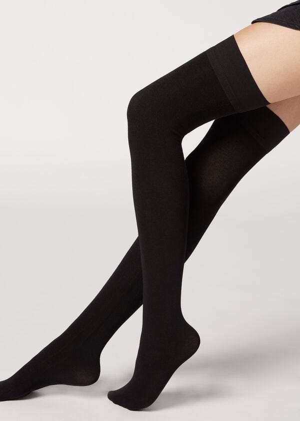 Calzedonia Cashmere Thigh-Highs Donna Calze Autoreggenti Nere | IT1261HK