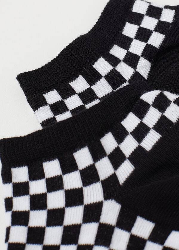 Calzedonia Checkered No-Show Donna Calzini Nere | IT2273FM