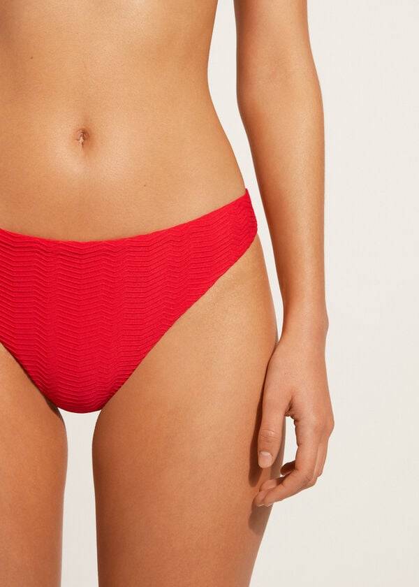 Calzedonia Chevron Casablanca Donna Slip Bikini Rosse | IT1349MA