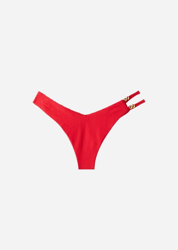 Calzedonia Chevron High-Cut Brazilian Casablanca Donna Slip Bikini Rosse | IT1353RW