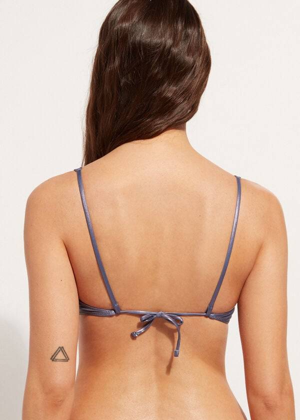 Calzedonia Coated-Effect Balconette Daytona Donna Top Bikini Blu | IT1700DN