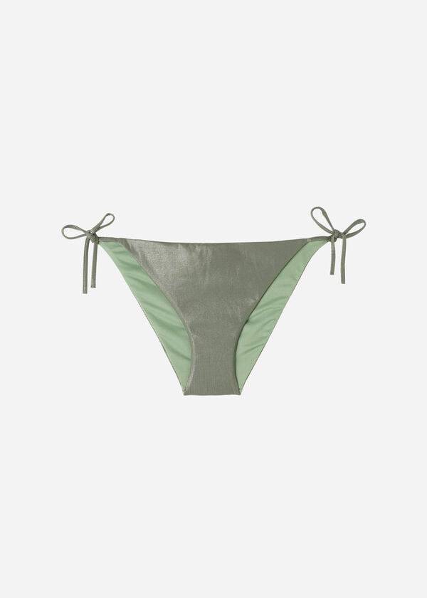 Calzedonia Coated-Effect String Antigua Donna Slip Bikini Verdi | IT1365HK