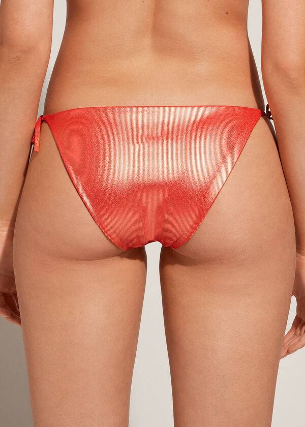 Calzedonia Coated-Effect String Antigua Donna Slip Bikini Corallo Arancioni | IT1366JJ