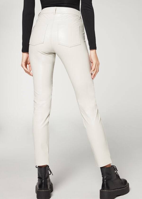 Calzedonia Coated Thermal Magro Bici Donna Leggings Bianche | IT2631IS