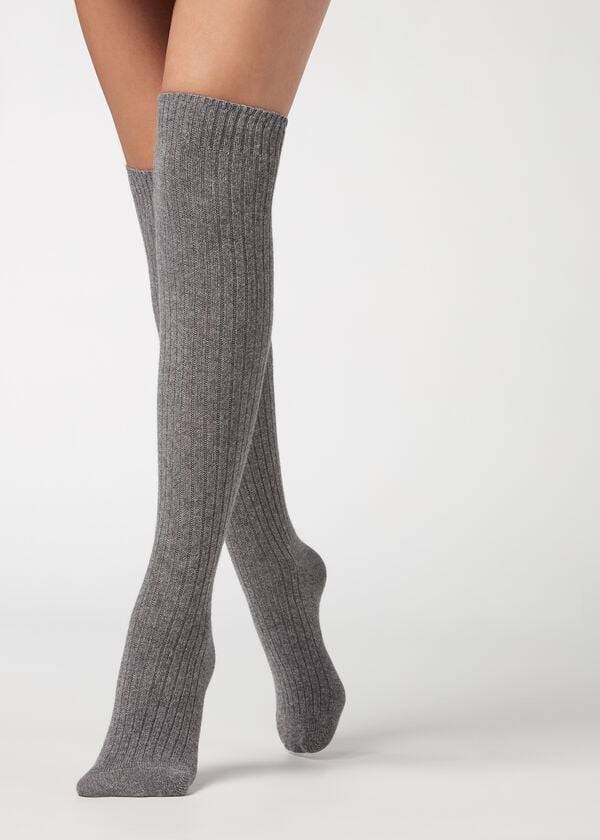 Calzedonia Costine Long with Lana Vergine and Cashmere Donna Calzini Grigie | IT2255CE