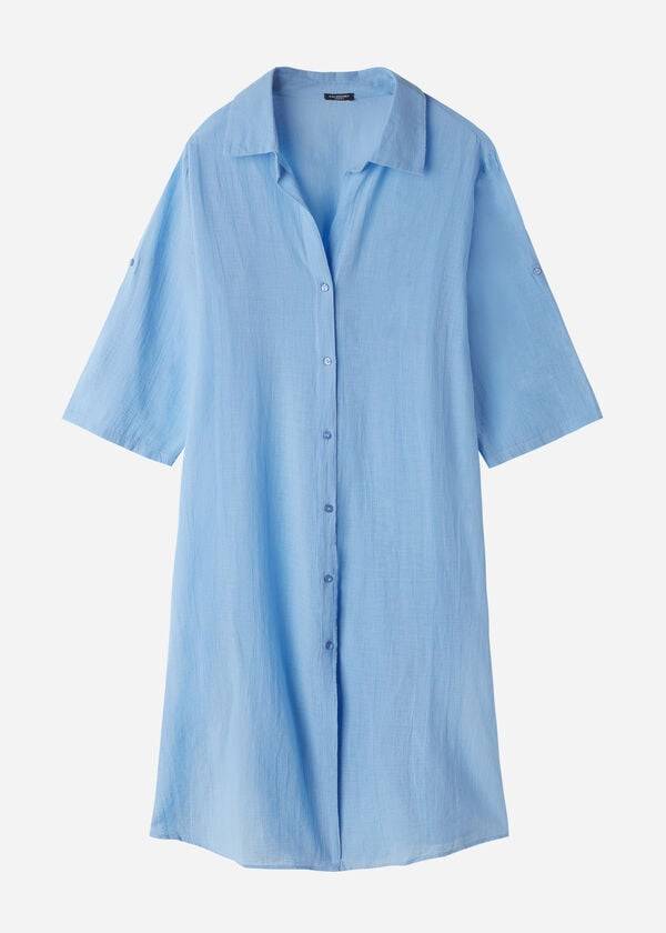 Calzedonia Cotone Maxi Shirt Donna Cover Ups Blu | IT2069KI