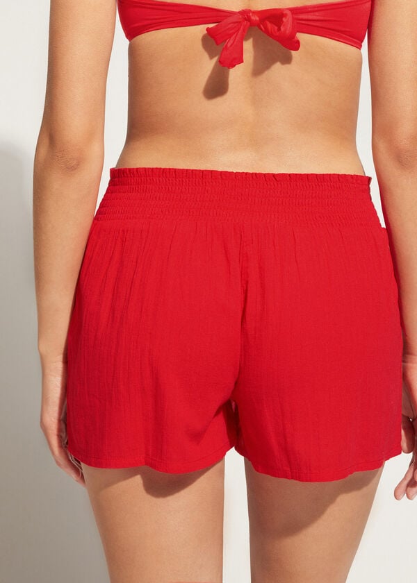 Calzedonia Cotone Shorts Donna Cover Ups Rosse | IT2122LH