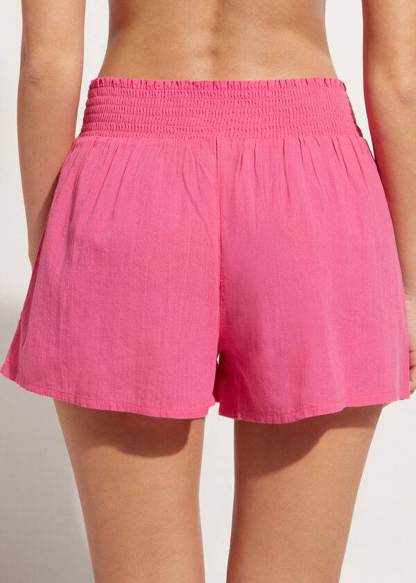 Calzedonia Cotone Shorts Donna Cover Ups Rosa | IT2123ZG