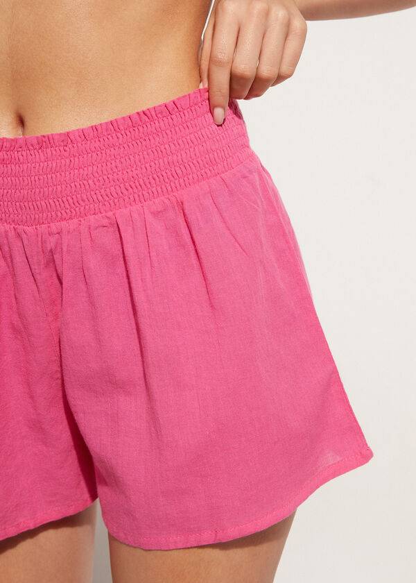 Calzedonia Cotone Shorts Donna Cover Ups Rosa | IT2123ZG