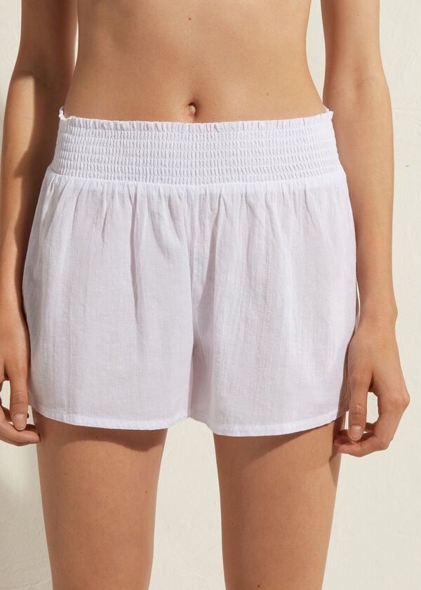 Calzedonia Cotone Shorts Donna Cover Ups Bianche | IT2124XF