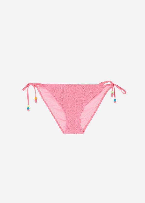 Calzedonia Crinkled String San Diego Donna Slip Bikini Rosa | IT1376QZ