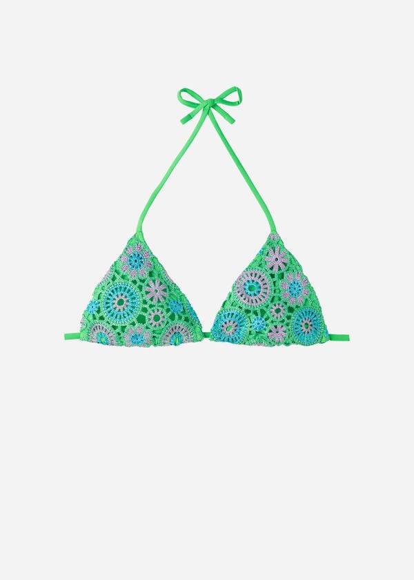 Calzedonia Crochet Triangle String Capri Donna Top Bikini Verdi | IT1705KI