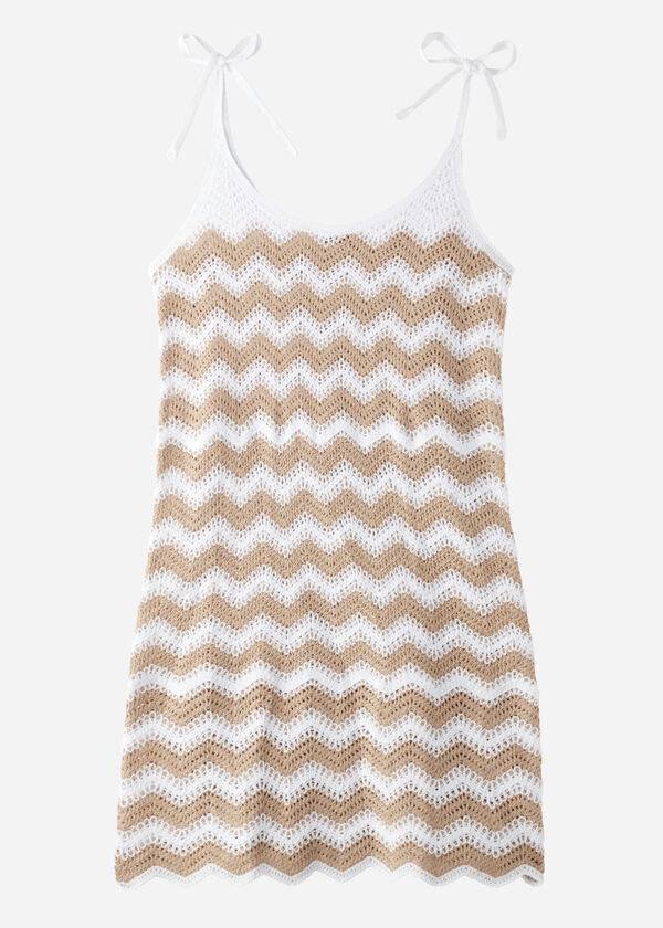 Calzedonia Crochet Vestito with Chevron Motif Donna Cover Ups Bianche Beige | IT2072XF