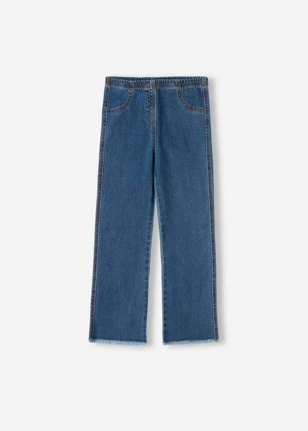 Calzedonia Cropped Flared Denim Bambino Leggings Blu | IT3124SO