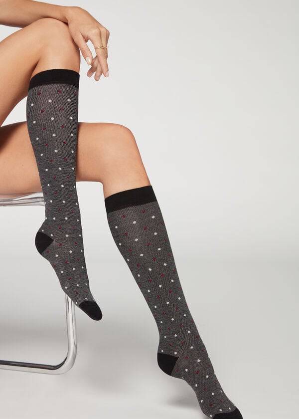 Calzedonia Dot-Pattern Long Donna Calzini Grigie | IT2239YU