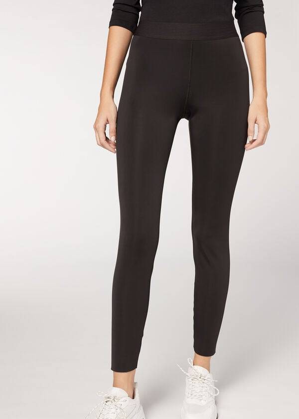 Calzedonia Double Faced Plush Donna Leggings Nere | IT2642GL