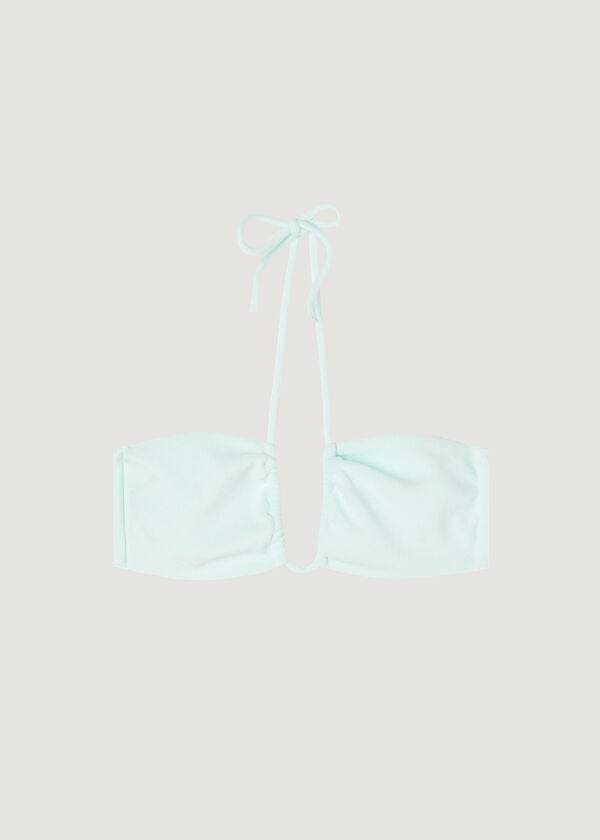 Calzedonia Drawstring Bandeau Beverly Hills Eco Donna Top Bikini Blu | IT1710VD